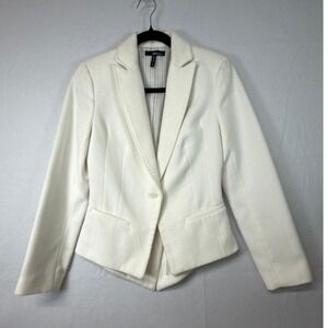 She Said White Textured One Button Blazer Jacket Size 4